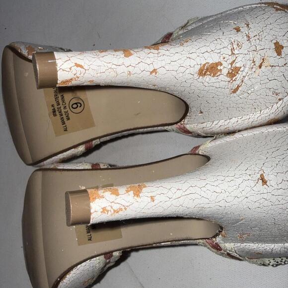 Y2K Delicious White Pink Lace Bows Ribbon Trim Stripper Peep Toe Pumps Size 9 - Picture 14 of 15